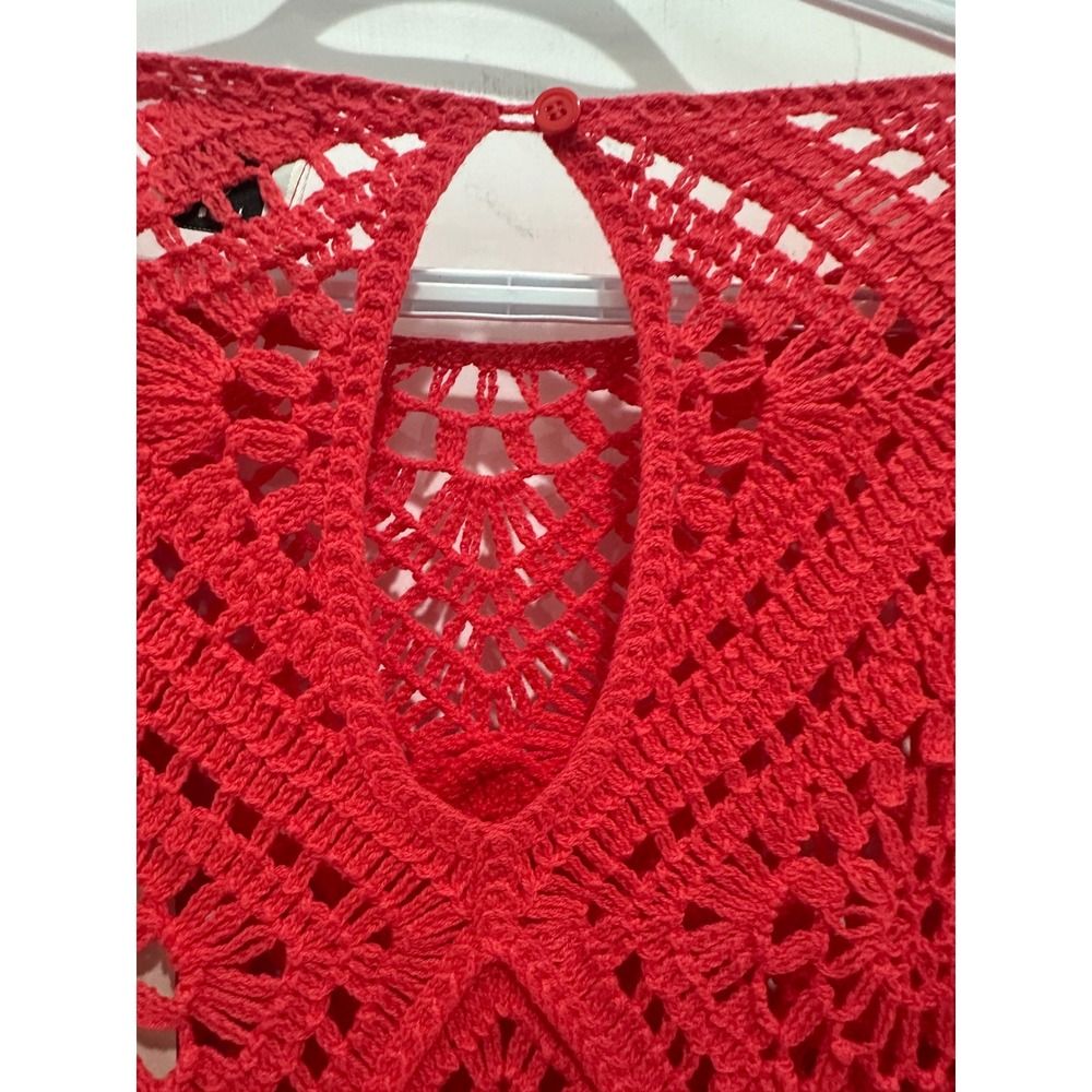 Joie Coral Crochet Mini Dress Long Sleeve Open Knit Boho Geometric NWT Size M - Picture 4 of 4